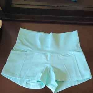 POPFLEX High-Waist Aqua Athletic Shorts with Pockets